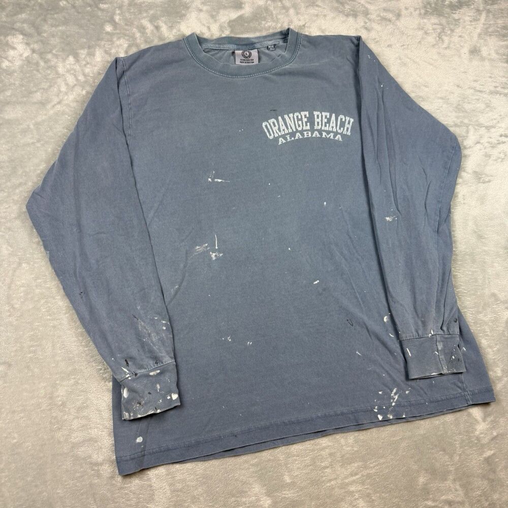 Orange Beach Alabama Long Sleeve T-Shirt Blue Distressed Beach Graphic Large
